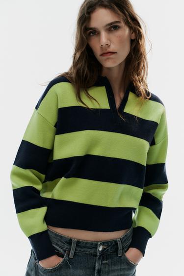 STRIPED KNIT POLO — striped 2