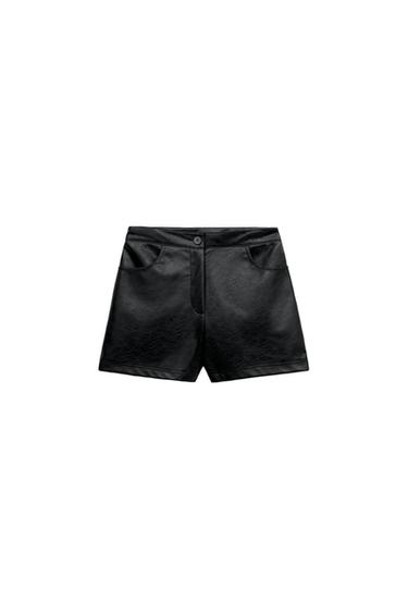 BERMUDA TIRO ALTO EFECTO PIEL - Negro de Zara