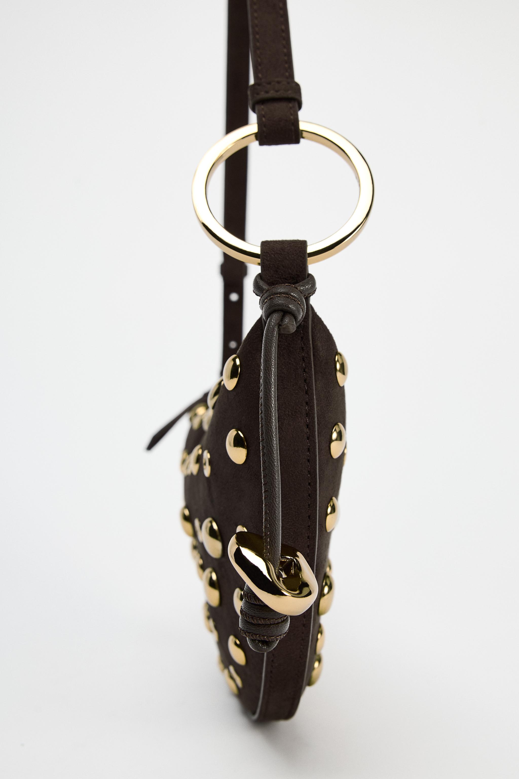 Studded leather shoulder bag hotsell