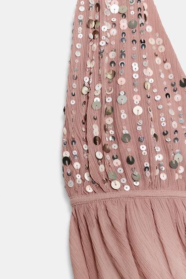 SEQUIN HALTER TOP - Pale pink by Zara - Image 6