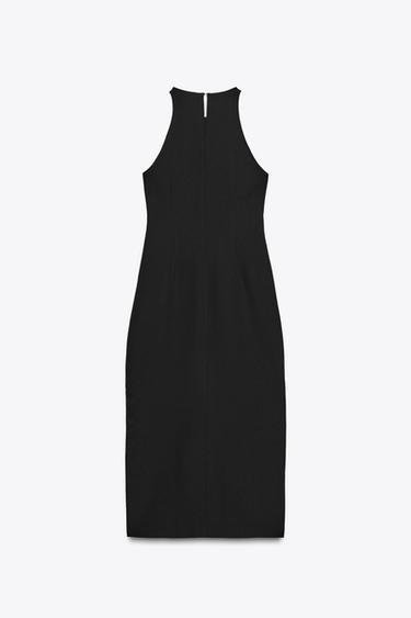 GOLD BUTTON CREPE MIDI DRESS - Black by Zara - Image 6