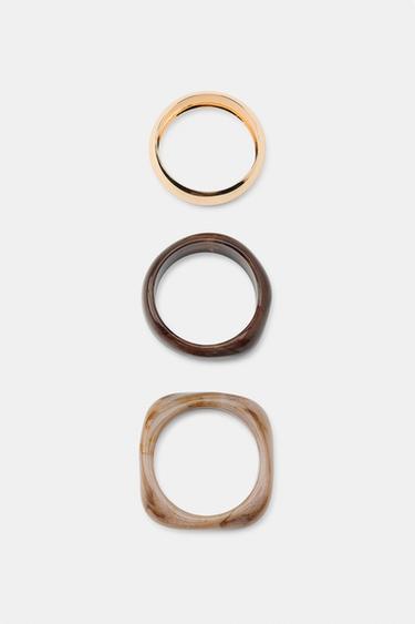 PACK OF 3 MIXED RIGID BRACELETS - Brown by Zara