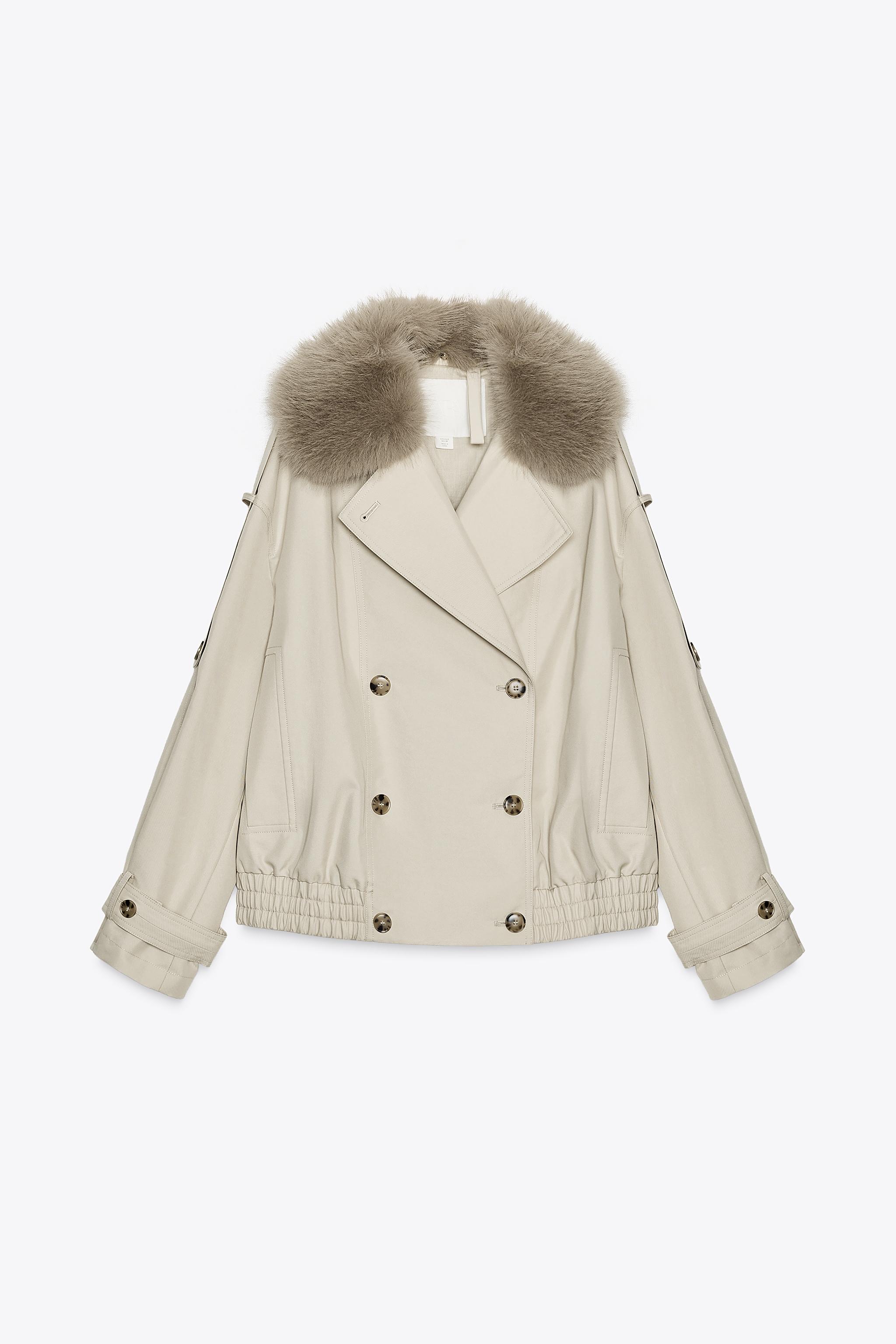 ZARA ファーコート　ホワイト 完売品ZARA ベルト付きフェイクファーコート 新品タグ付き