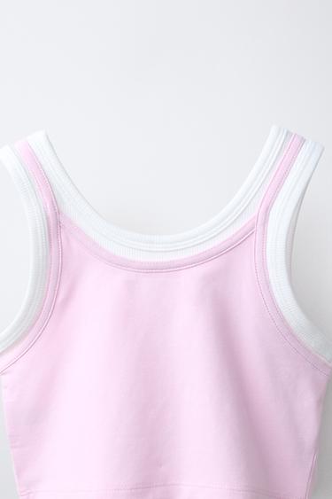 CONTRAST DOUBLE-LAYER TOP - Pink by Zara - Image 3