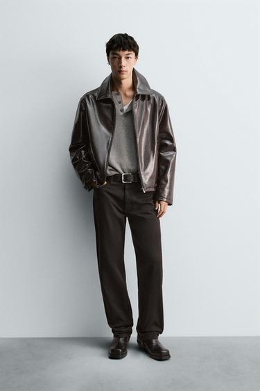 VINYL FINISH JACKET - Dark brown by Zara