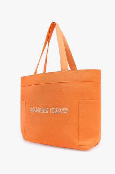 MAXI TWILL TOTE BAG - Orange by Zara - Image 5