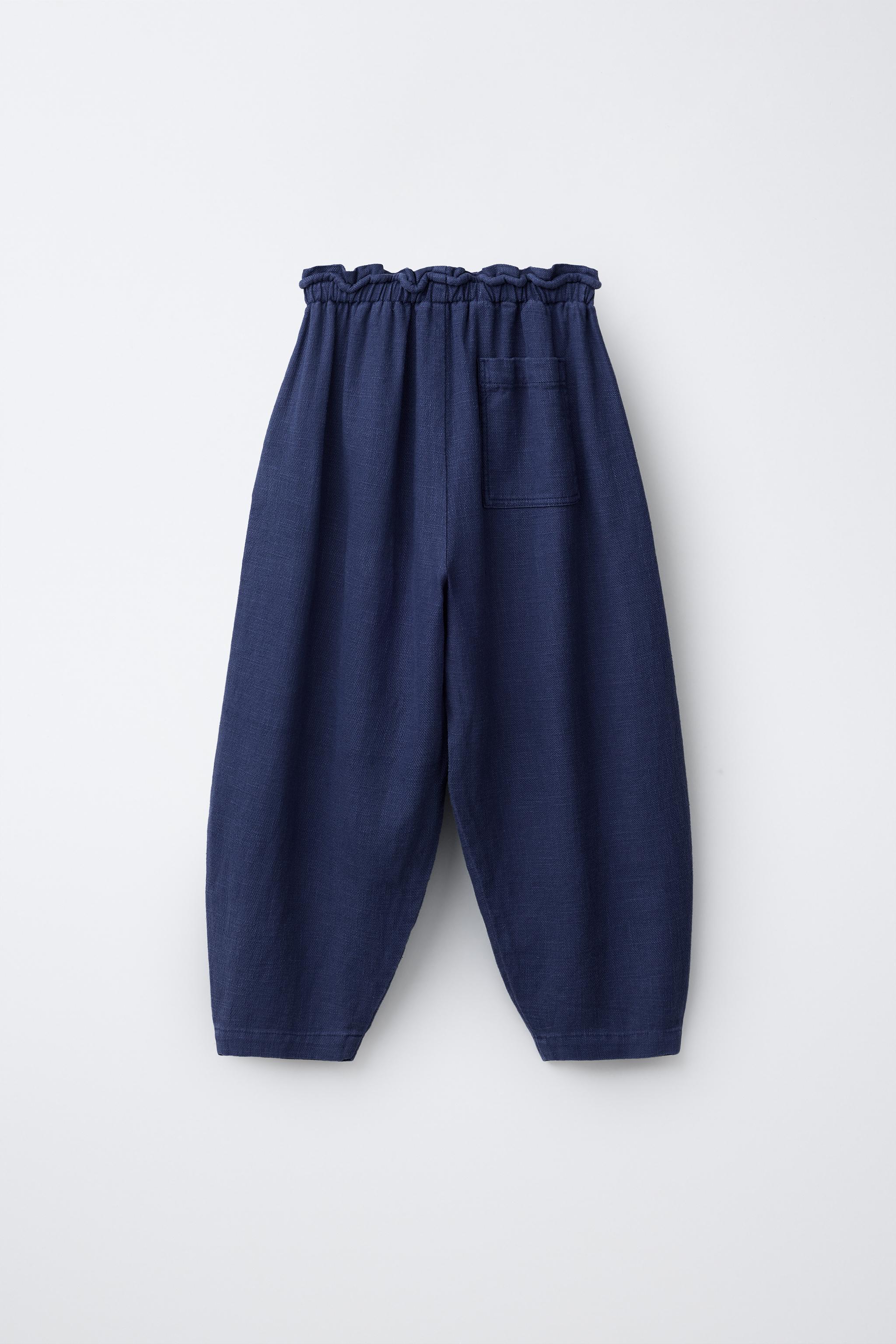 DROP-CROTCH RAMIE PANTS - Blue | ZARA United States