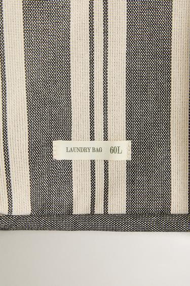 SAC À LINGE EN COTON À RAYURES - Noir de Zara - Image 2