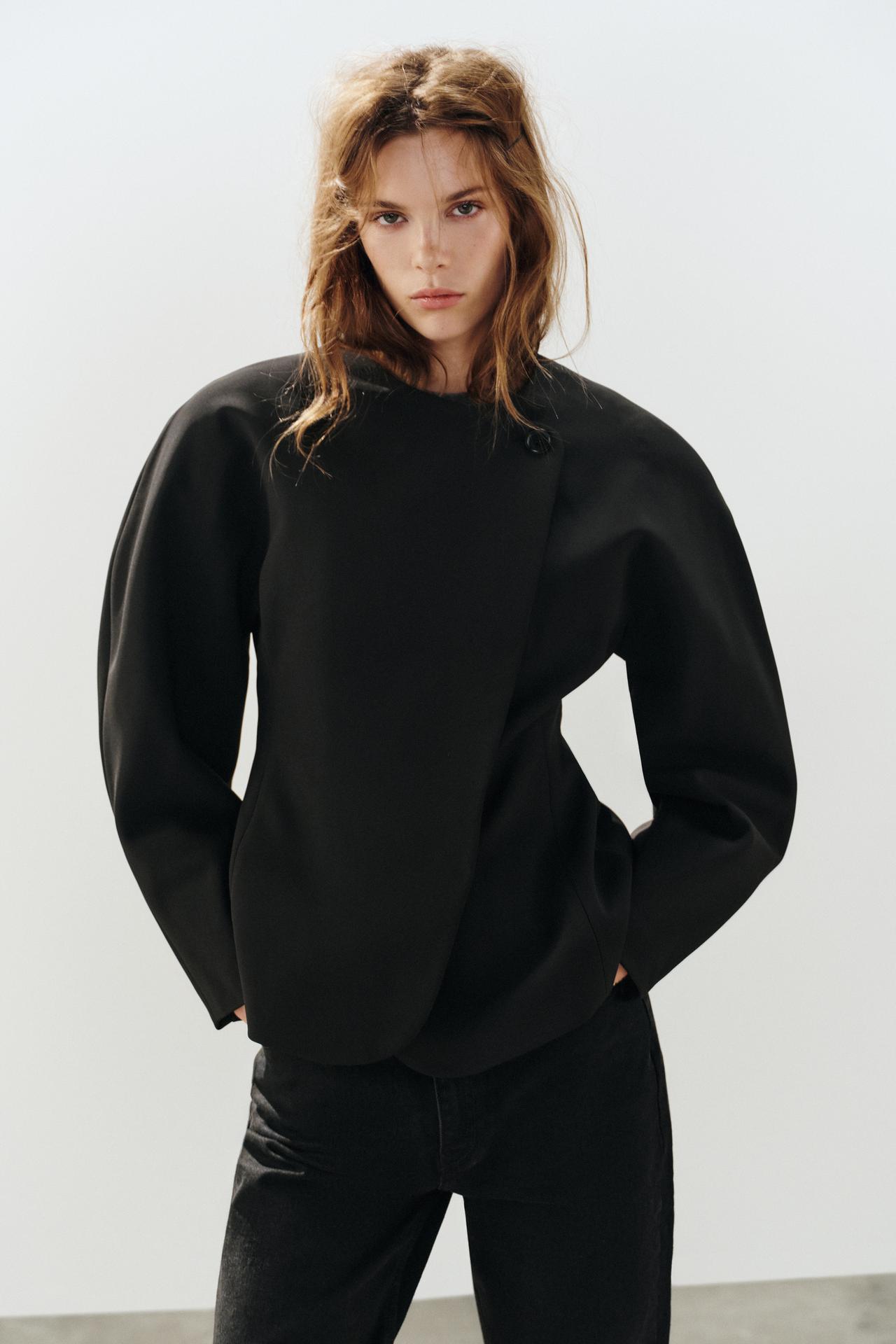 VOLUMINOUS DOUBLE-BREASTED BLAZER — Black