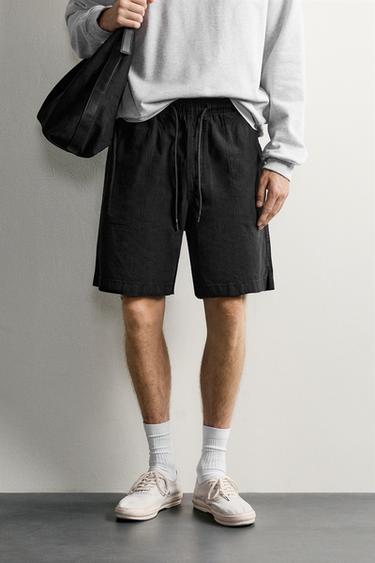 WASHED RELAXED FIT SHORTS — Black 2
