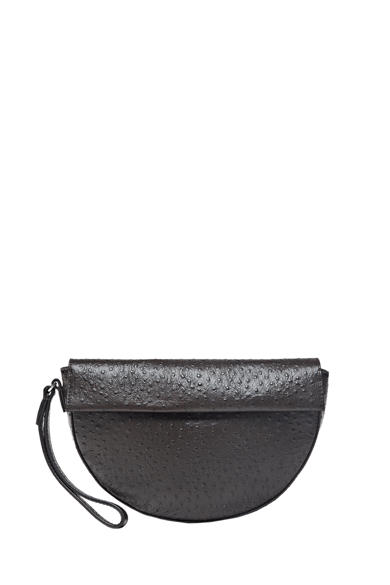 Textured nappa leather crescent handbag — Brown