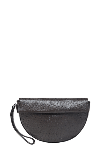 Textured nappa leather crescent handbag — Brown 1