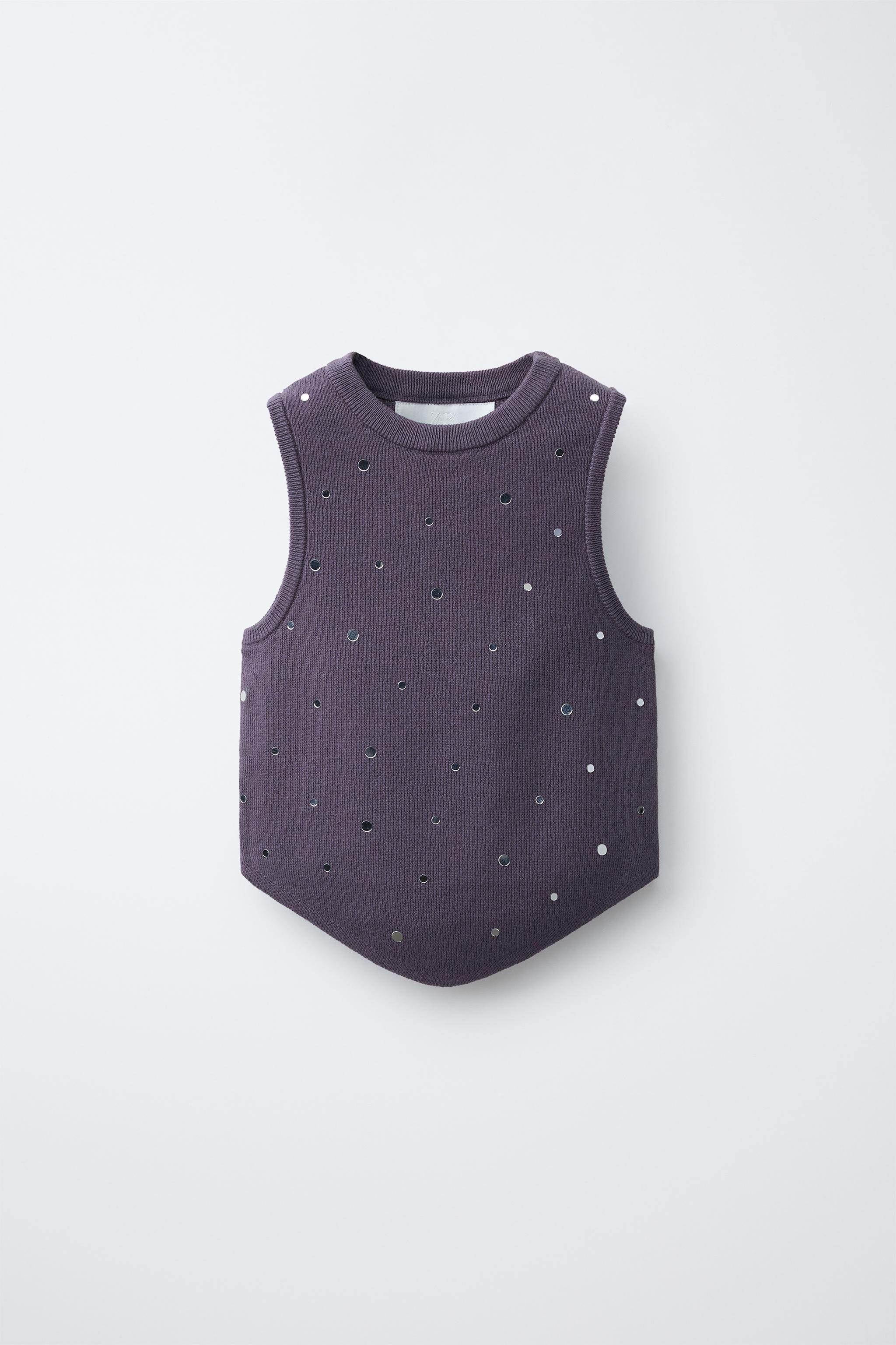MIRROR EMBELLISHED KNIT TOP