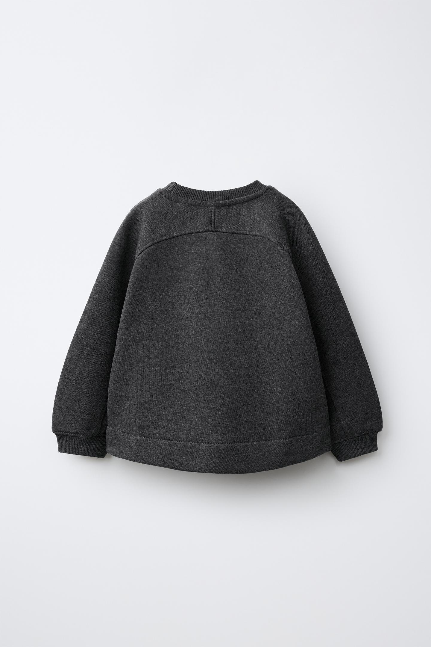 Детский свитшот Zara Sporty Embroidered, цвет: Тёмный серый — фото 3