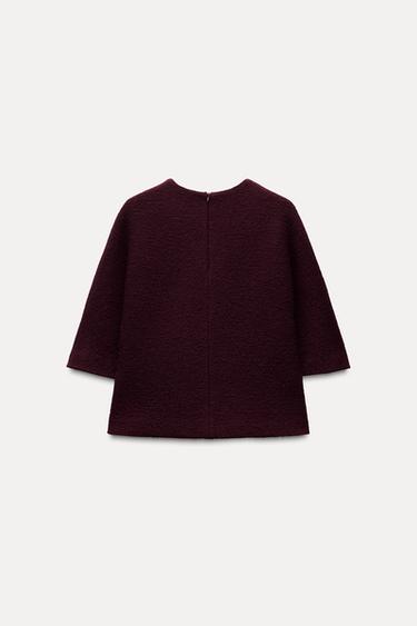 ZW COLLECTION 100% WOOL MINIMAL TOP - Wine by Zara - Image 5