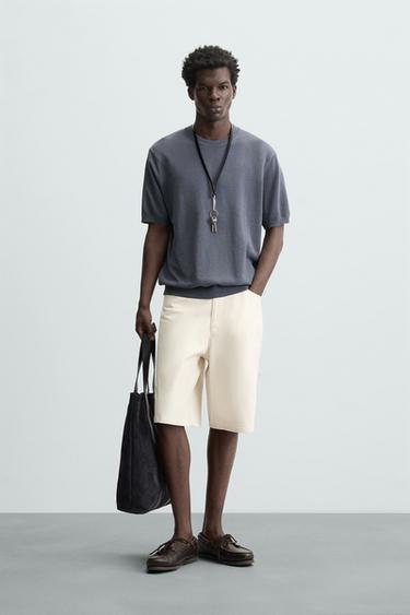 TEXTURED KNIT T-SHIRT - Grey / Blue by Zara - Image 0