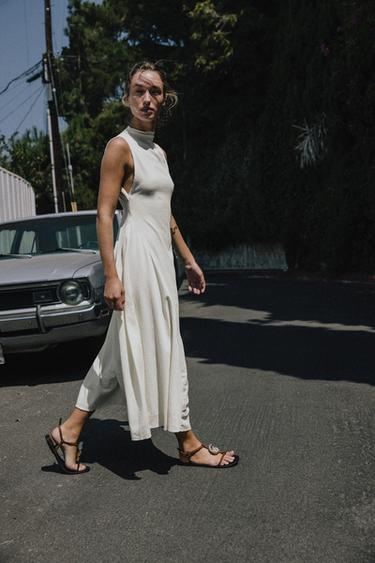 TEXTURED LONG DRESS - Ecru by Zara - Image 4