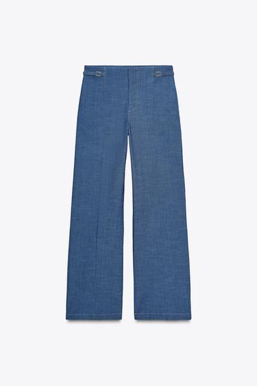WEITE HOSE MIT GÜRTELSCHLAUFEN - Blau von Zara