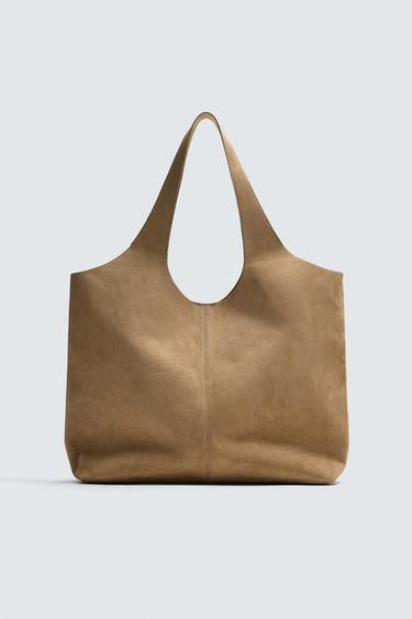 SHOPPER AUS LEDER - Sandfarbe von Zara