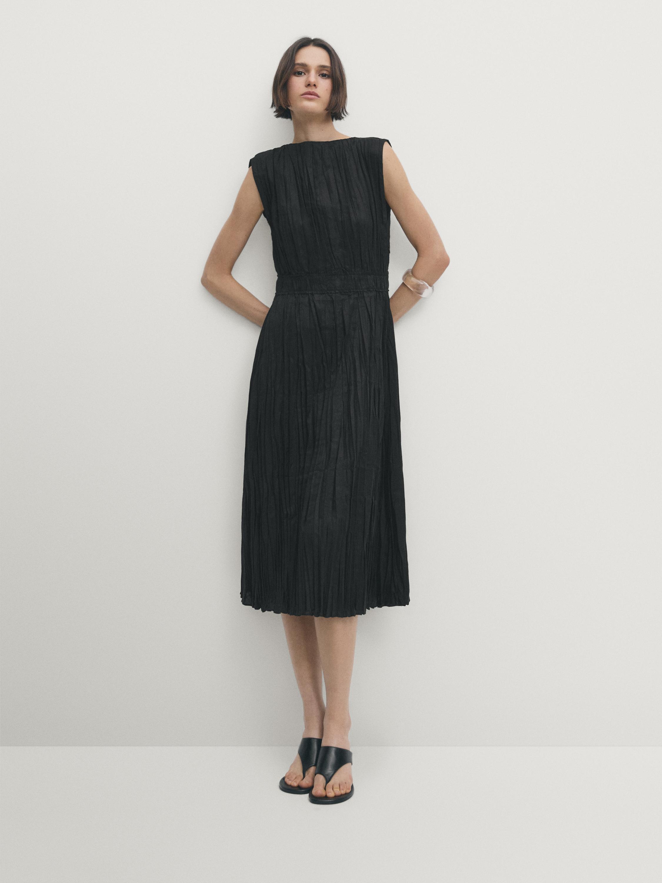 Pleated black dress - Black | ZARA United States