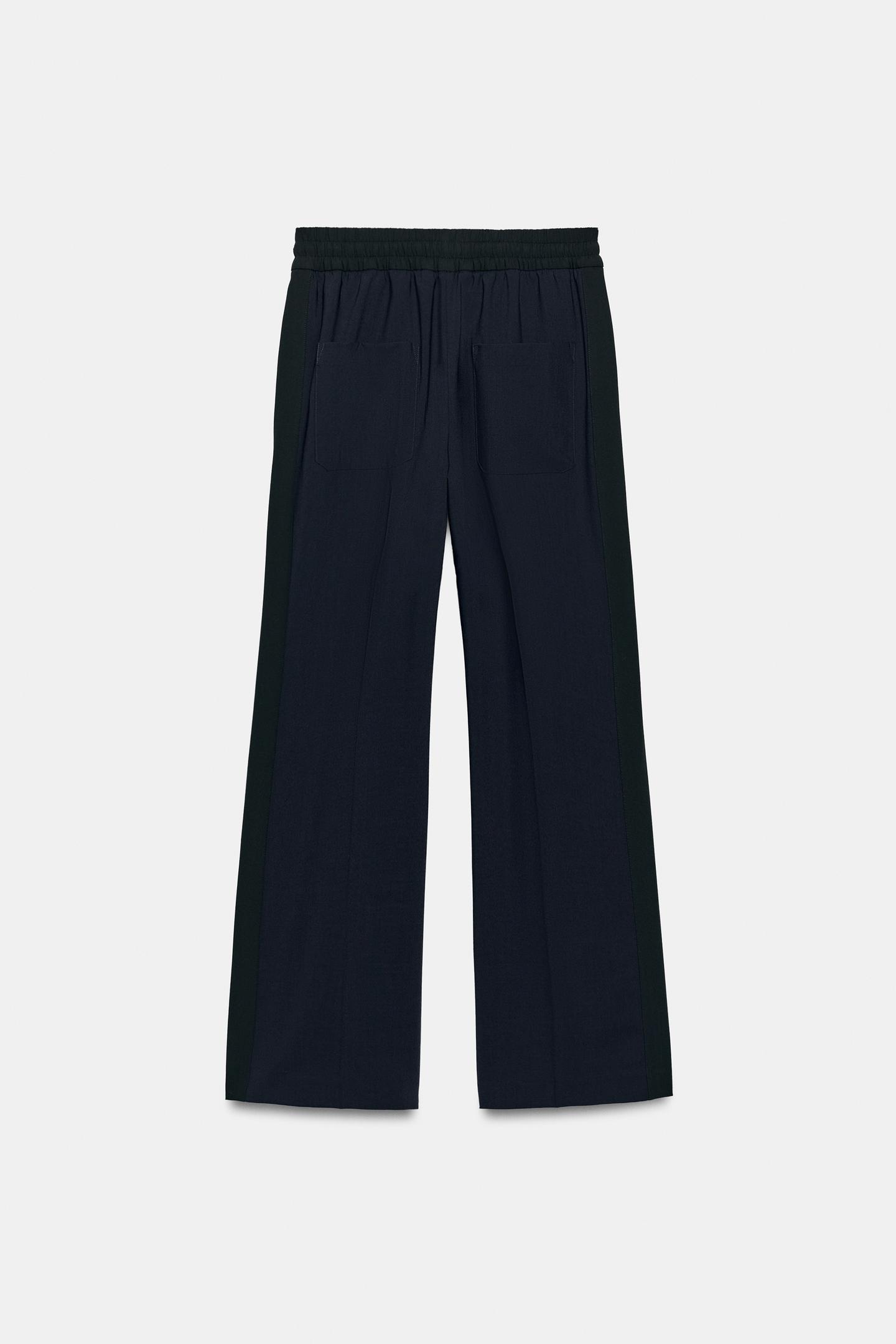 Женские брюки Zara ZW Collection Side Stripe, цвет: Тёмно-синий — фото 7