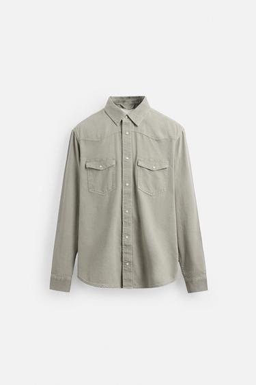 WESTERN DENIM SHIRT - Khaki by Zara