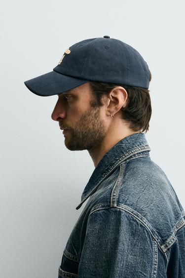 CAP WITH EMBROIDERED SLOGAN - Blue by Zara - Image 1
