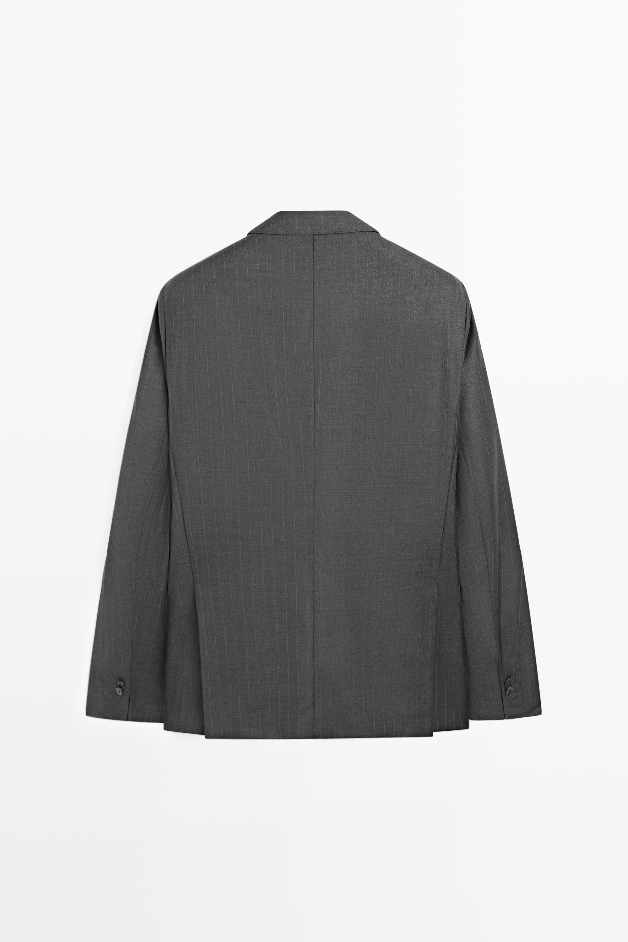 100% wool striped suit blazer