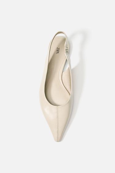 BALLERINA SLINGBACK IN PELLE - Bianco écru di Zara