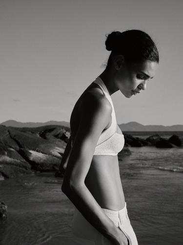 Zara Textured halter bikini top - Oyster-white - Image 0
