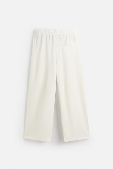 بنطلون JOGGER بتصميم عمودي - أبيض مكسور by Zara