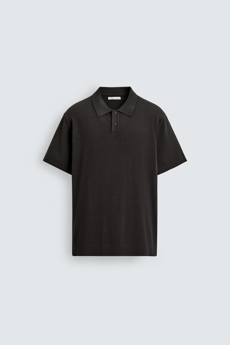 ZARA RIBBED KNIT POLO SHIRT