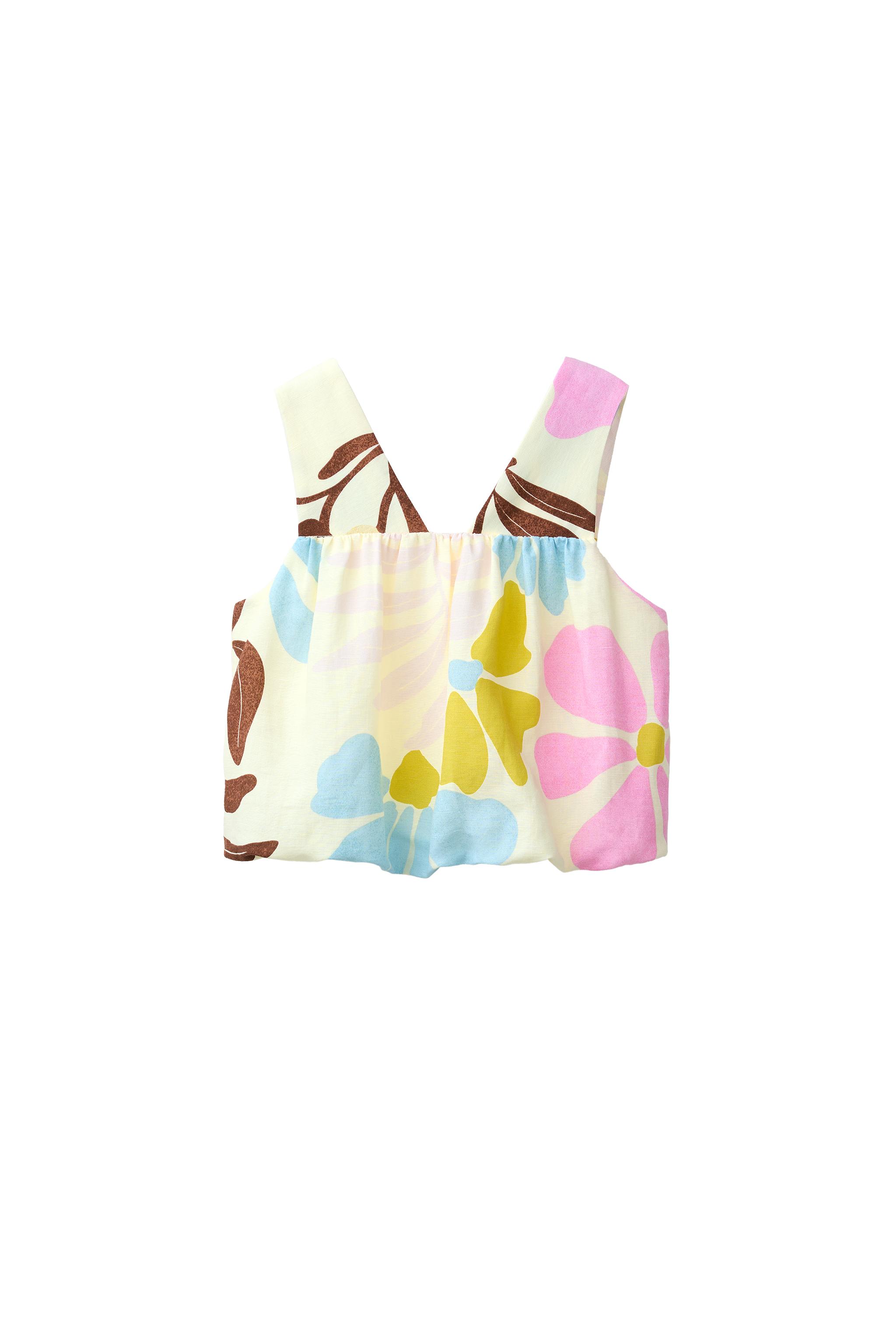 LINEN BLEND BALLOON TOP - Ecru | ZARA United States