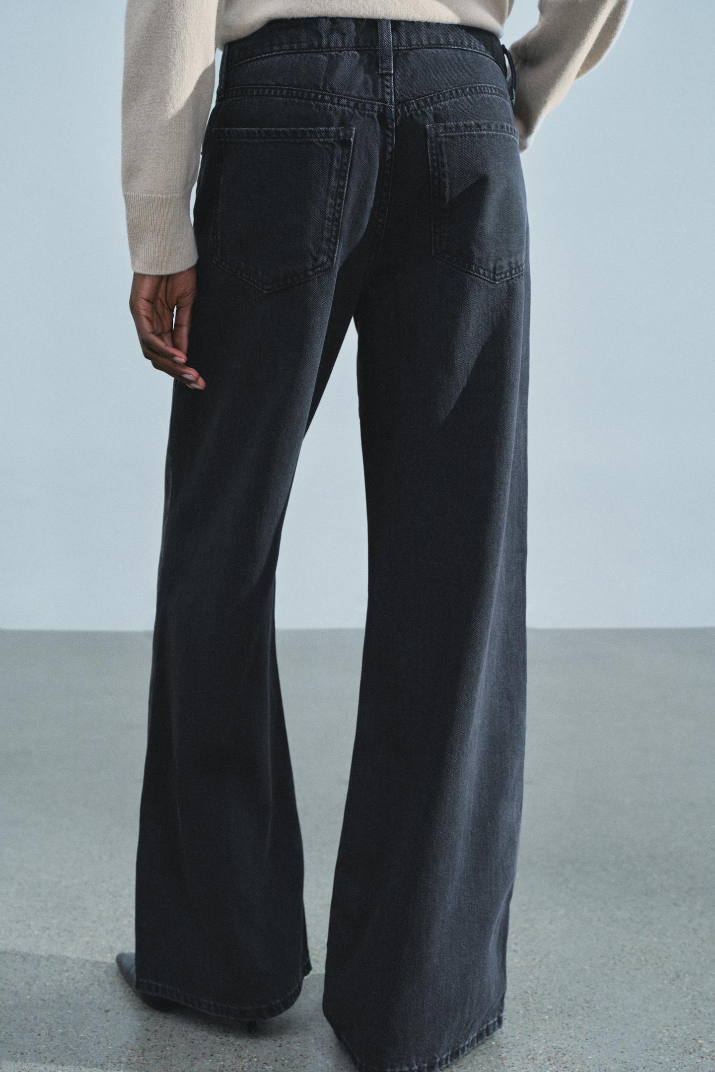 Женские джинсы Zara ZW Collection Low-Rise Wide-Leg, цвет: Чёрный — фото 3