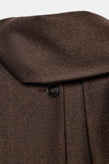 CROPPED WOOL COAT WITH SCARF - Brown by Zara - Image 8