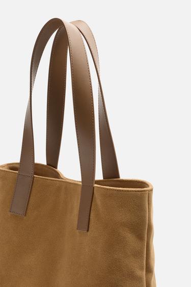 LEATHER SHOPPER BAG - Brown by Zara - Image 4