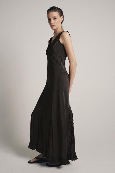 ROBE LONGUE BRODERIES ZW COLLECTION - Gris anthracite de Zara - Image 5