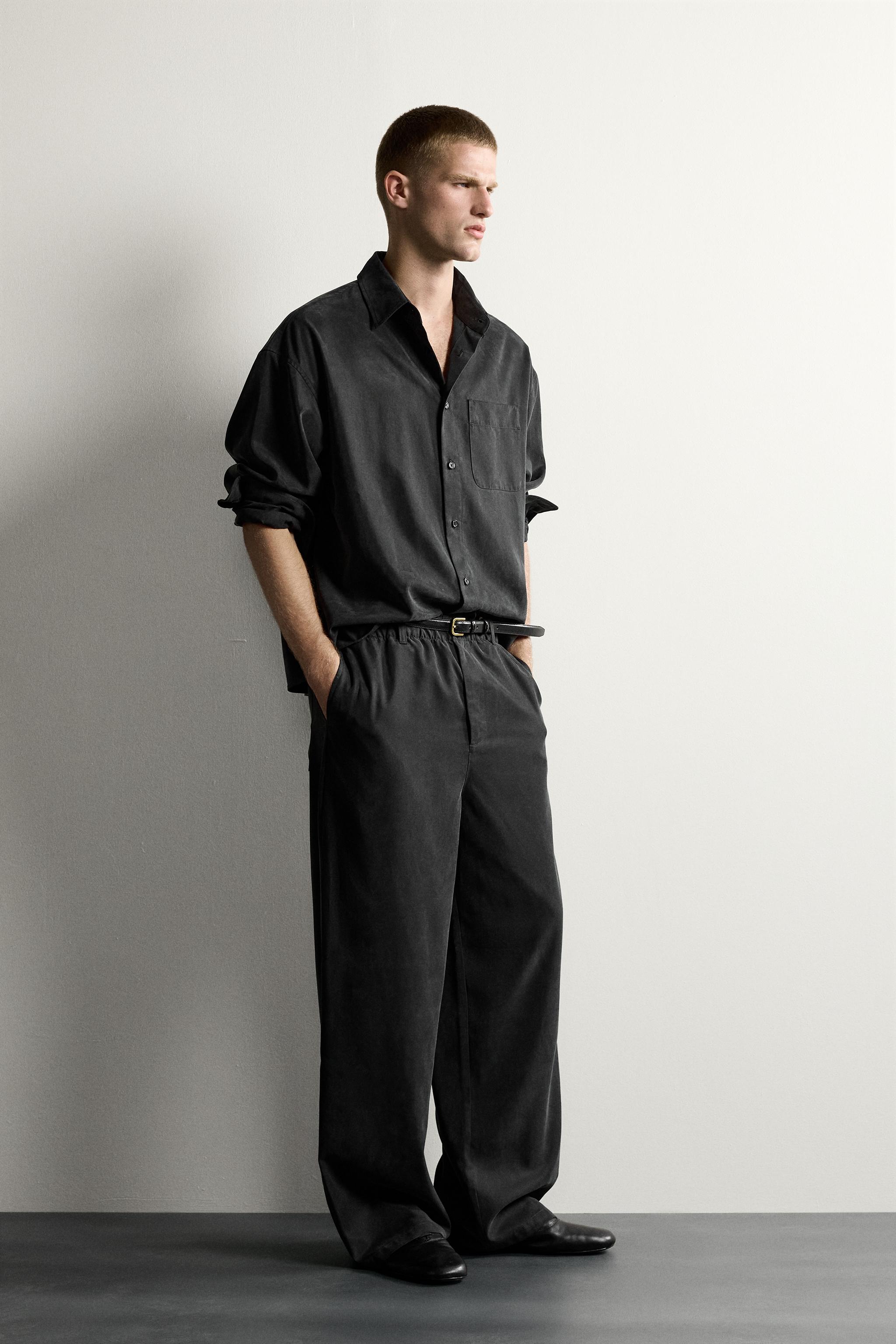 Zara RELAXED FIT DÖKÜMLÜ PANTOLON görsel 4