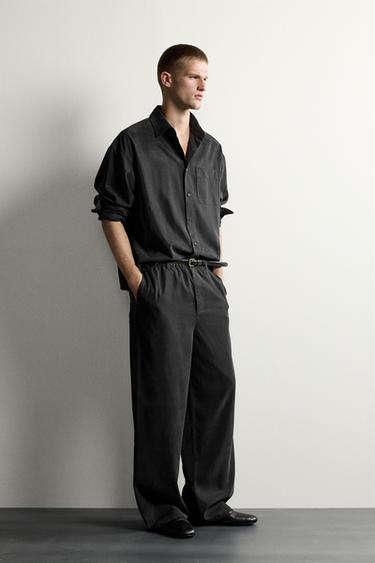 RELAXED FIT FLOWING TROUSERS - Dark grey by Zara