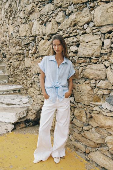 JEANS Z1975 WIDE LEG TIRO MEDIO COSTURAS LATERALES - Blanco de Zara