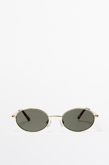 Zara Oval metal sunglasses - Golden - Image 0
