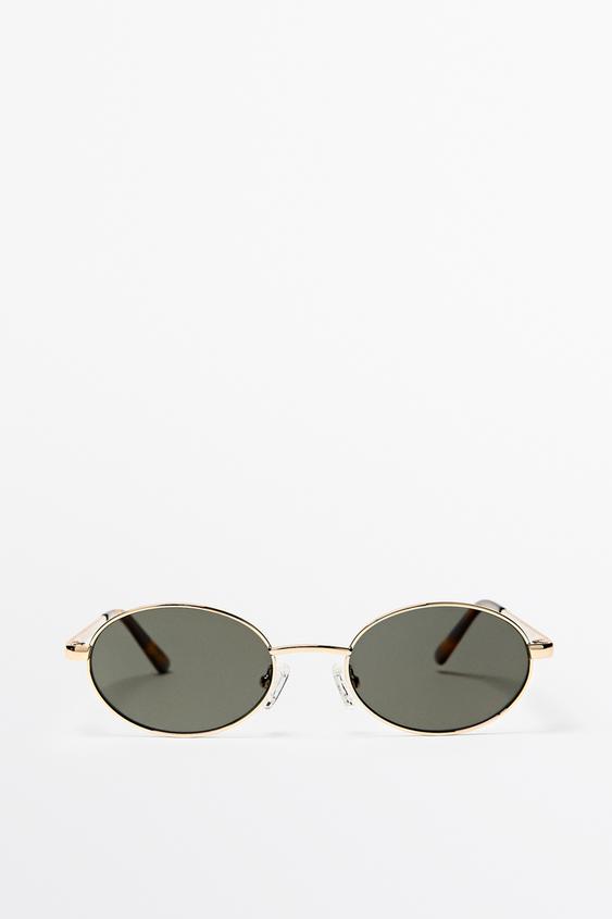 Zara Oval metal sunglasses - Golden - Image 0