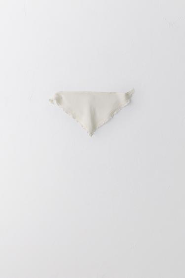Zaras SCARF MED VOLANGER OCH SPETS I BOMULL OCH LINNE LIMITED EDITION - Naturfärg