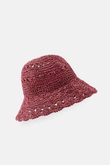 100% PAPER WOVEN HAT - Pink by Zara - Image 4