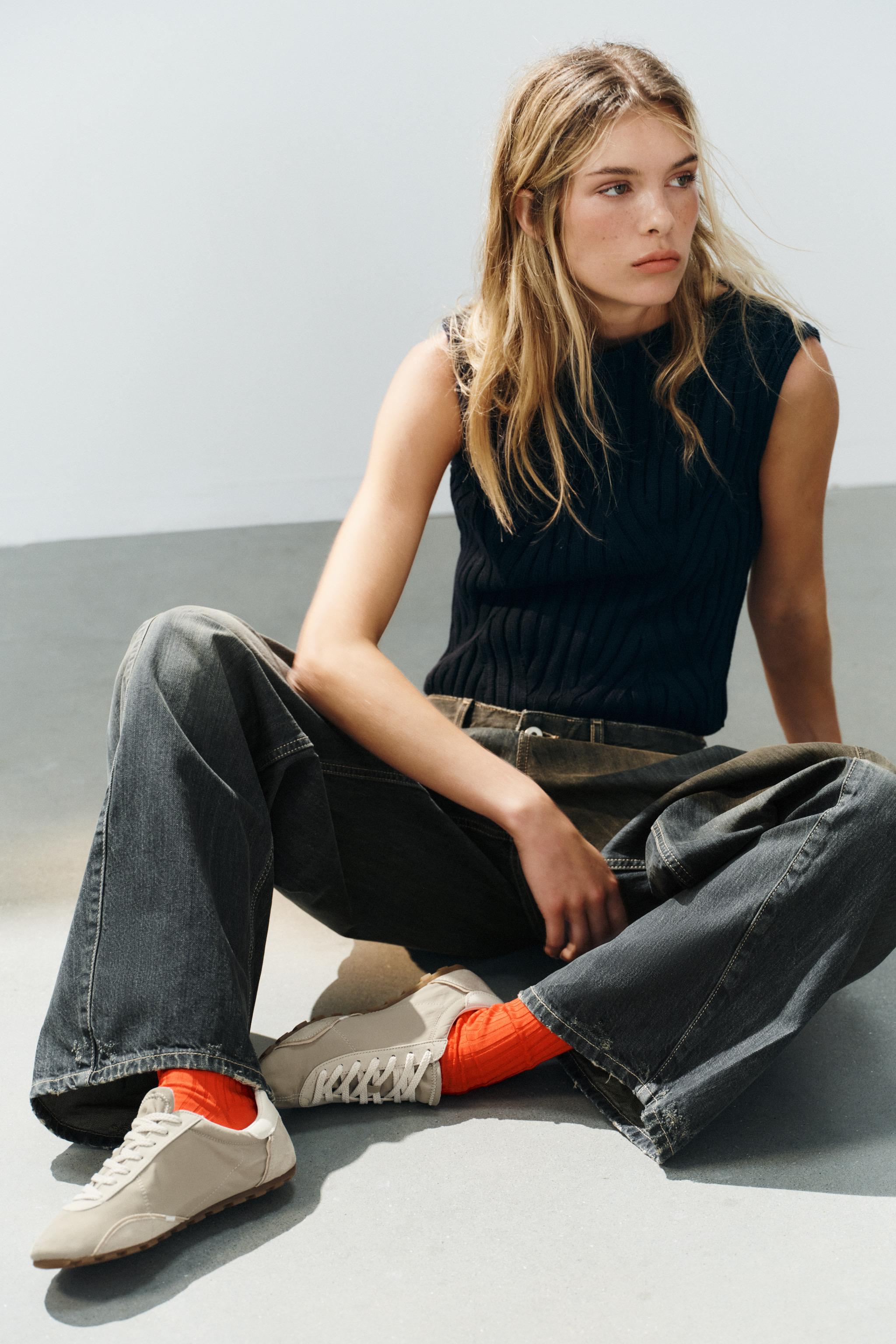CONTRAST HEEL SNEAKERS — Khaki Green