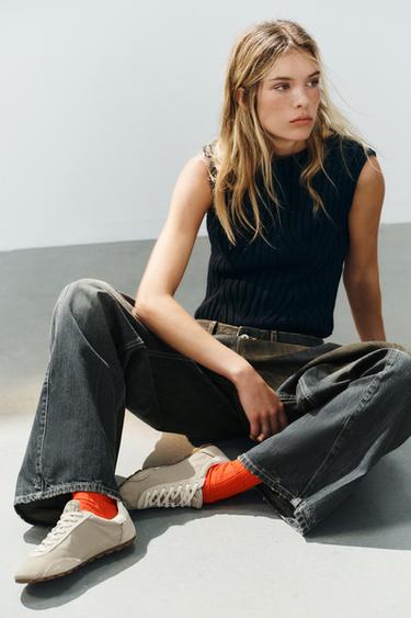 CONTRAST HEEL SNEAKERS — Khaki Green 1