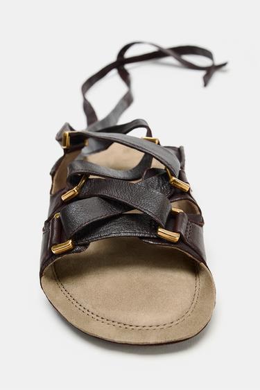 LIMITED EDITION LEATHER SANDALS WITH BUCKLES - Brown by Zara - Image 5