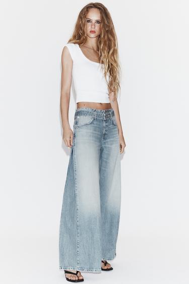 JEANS TRF CINTURÓN TIRO MEDIO - Azul claro de Zara