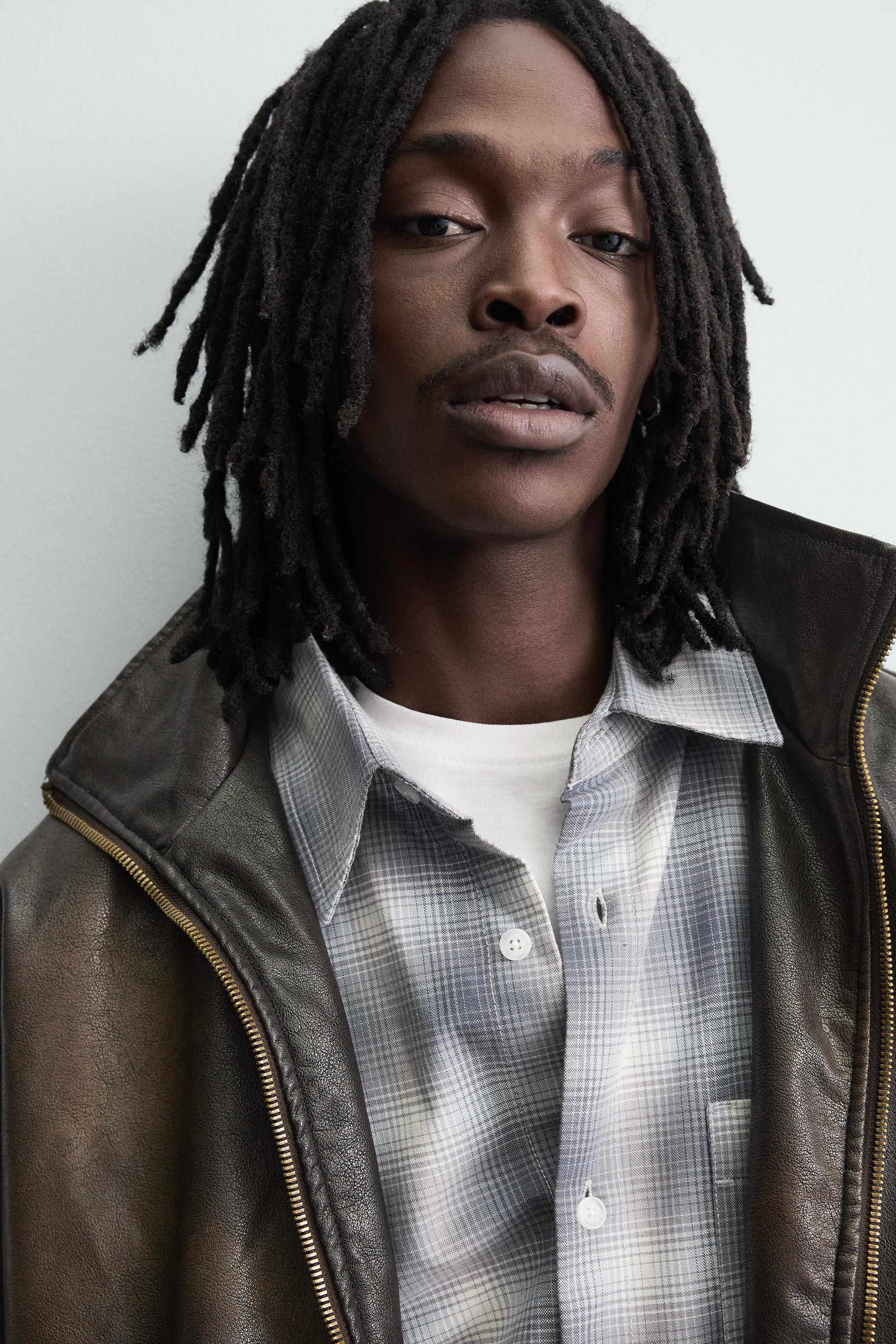 WASHED FAUX LEATHER JACKET