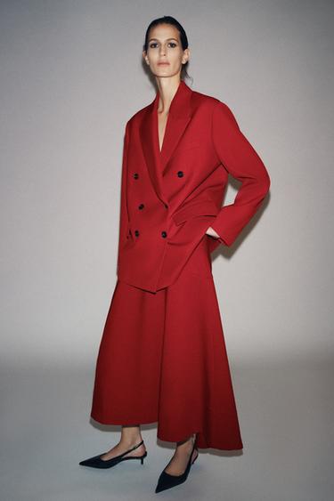 VESTE DROITE À BOUTONNAGE CROISÉ ZW COLLECTION - Rouge de Zara - Image 6